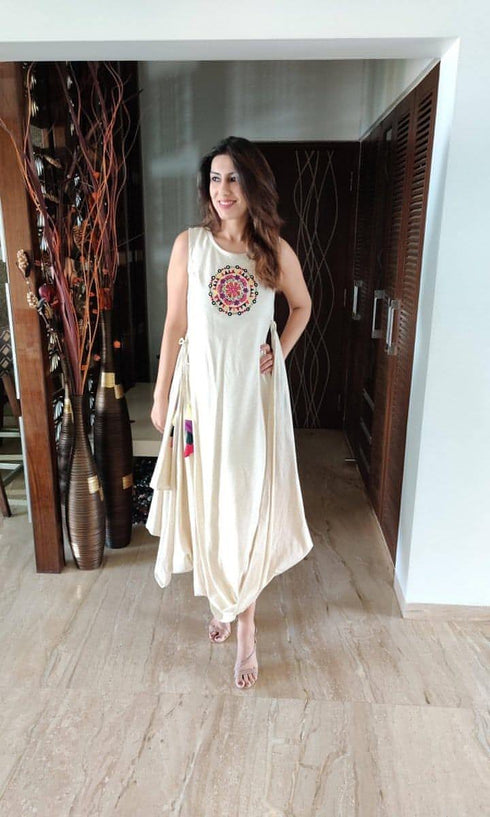 Off White Dhoti Dress
